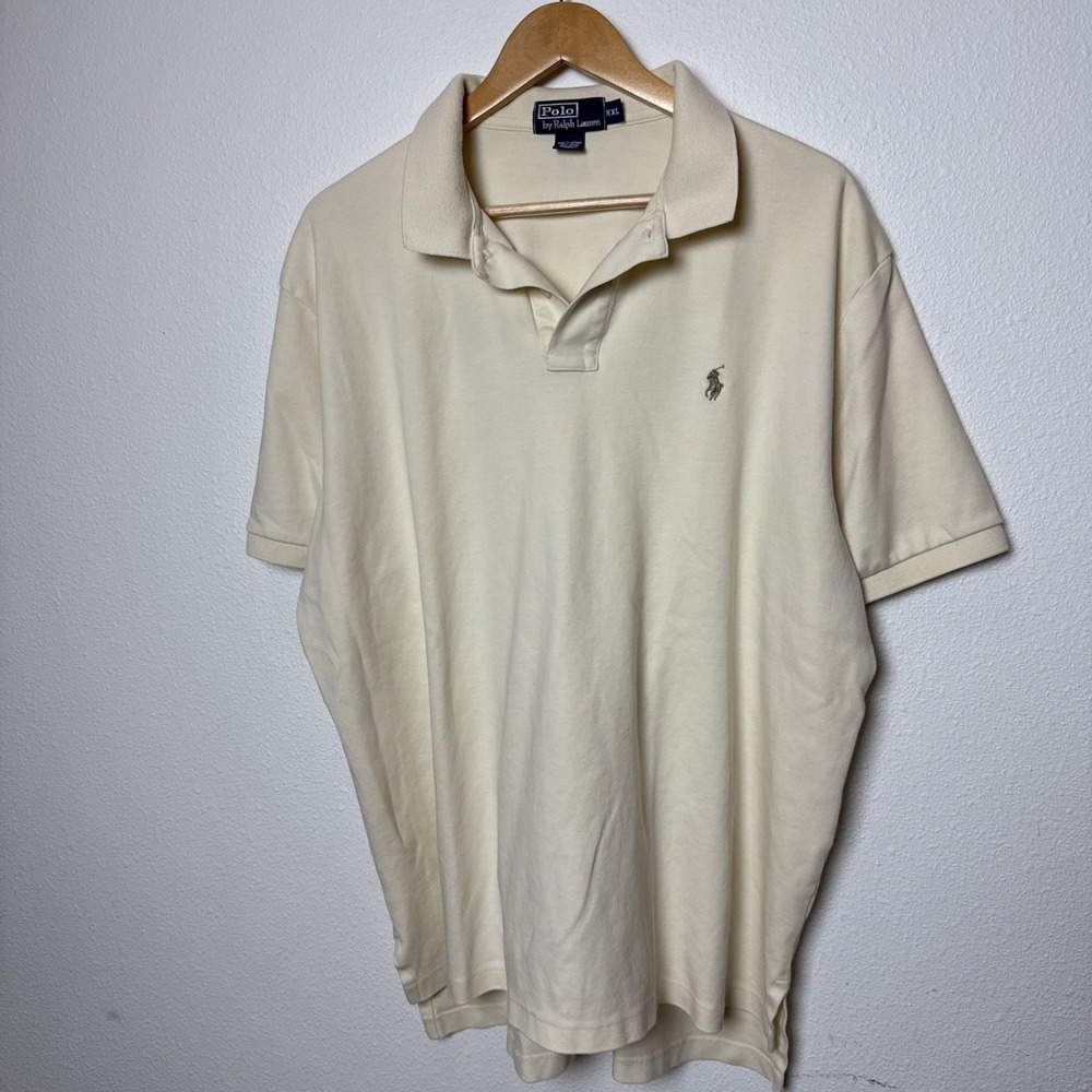 Polo Ralph Lauren Men's Polo Shirt Size XXL 2x Large Yellow Ivory Brown
